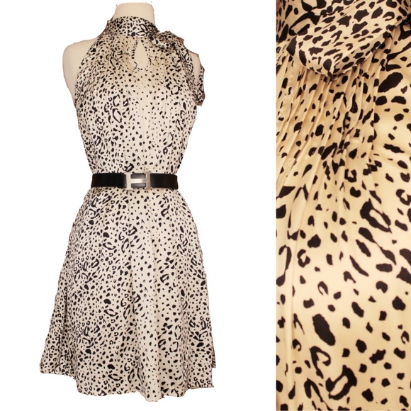 Madison Marcus Dresses & Skirts - Marcus Madison Cheetah White Silk Keyhole Dress  M